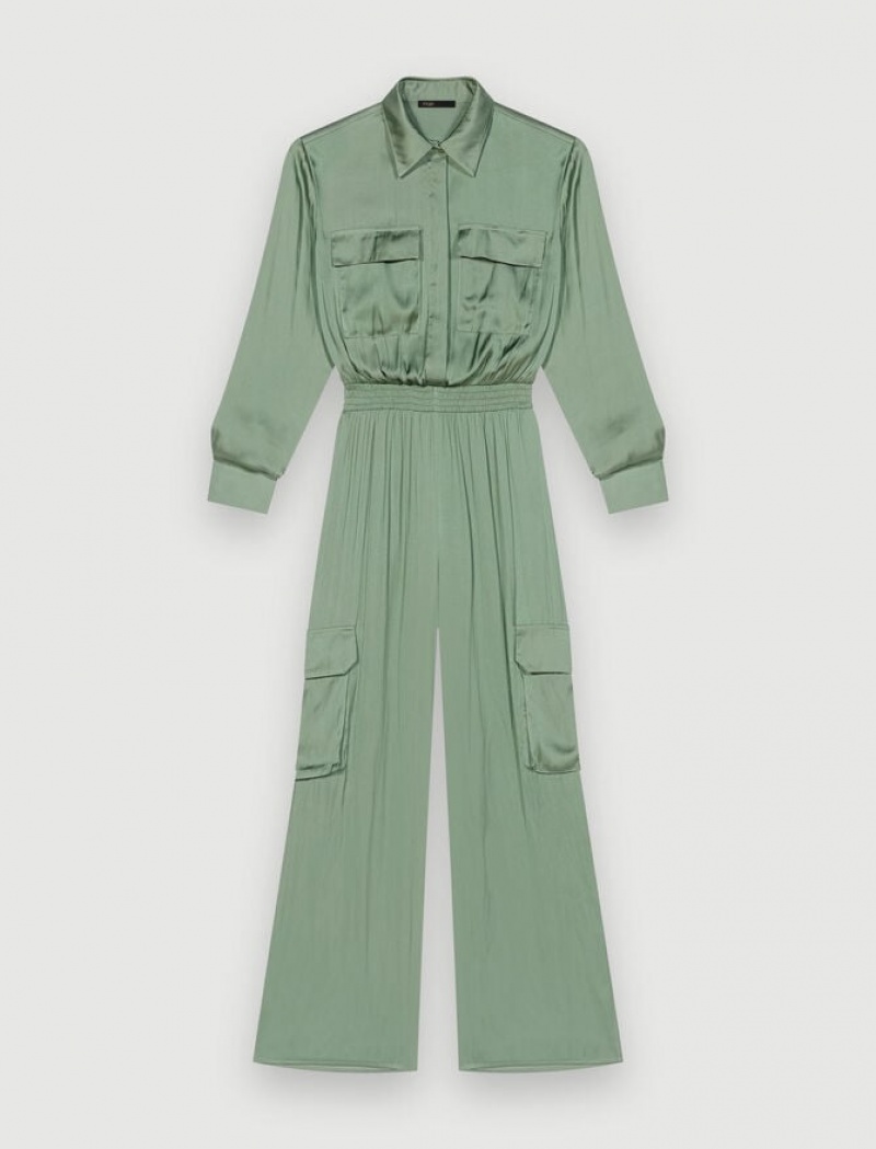 Maje Satiny Jumpsuit Dames Groen | GQNBFHA-21